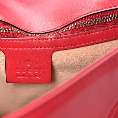 Calfskin Matelasse Small GG Marmont Shoulder Bag Hibiscus Red
