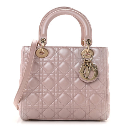Pearly Lambskin Cannage Medium Lady Dior Lotus