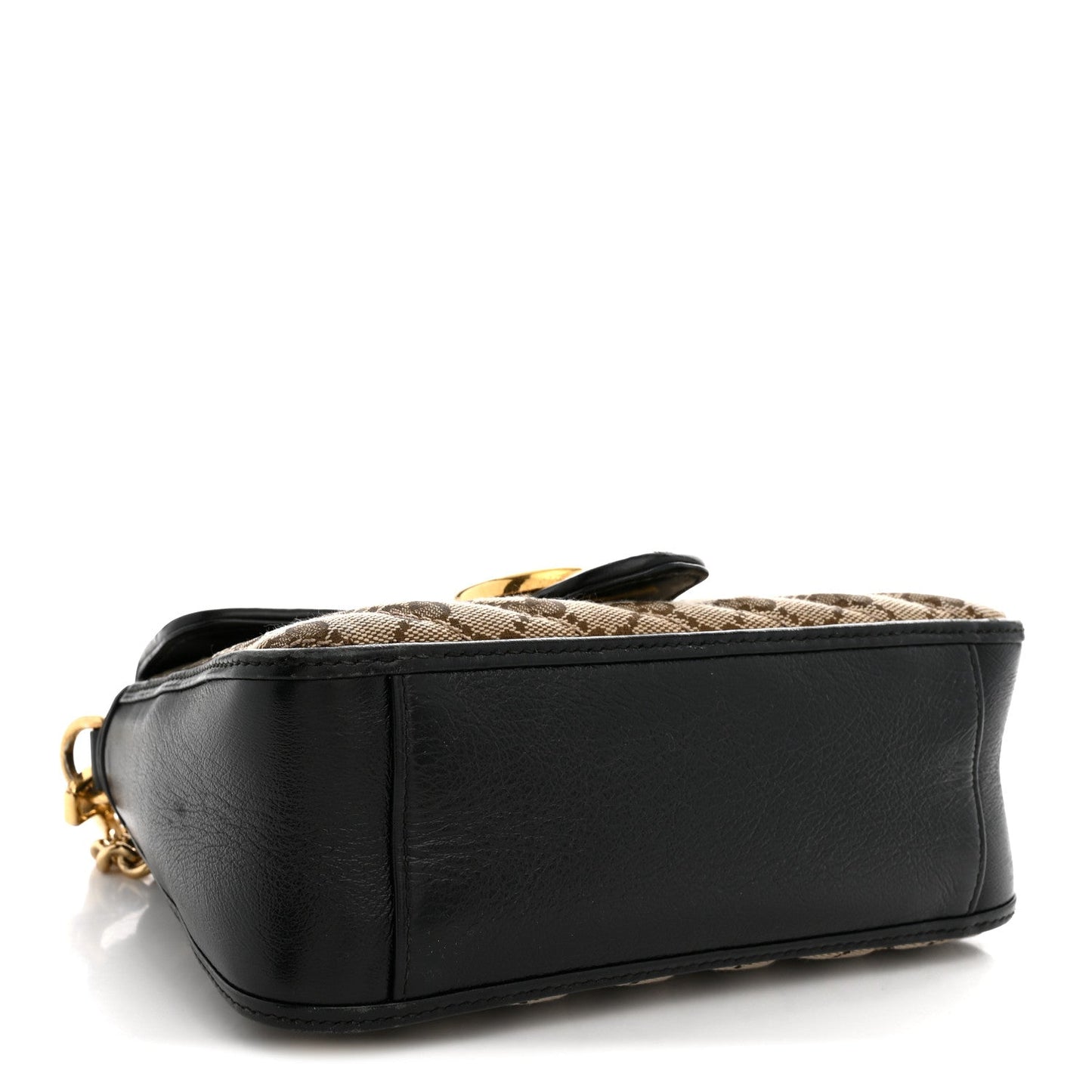 Monogram Azalea Calfskin Matelasse Diagonal Mini GG Marmont Top Handle Shoulder Bag Beige Ebony Black