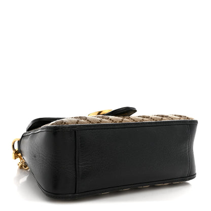 Monogram Azalea Calfskin Matelasse Diagonal Mini GG Marmont Top Handle Shoulder Bag Beige Ebony Black