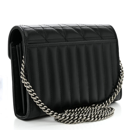 Calfskin Matelasse Aria GG Marmont Chain Wallet Black