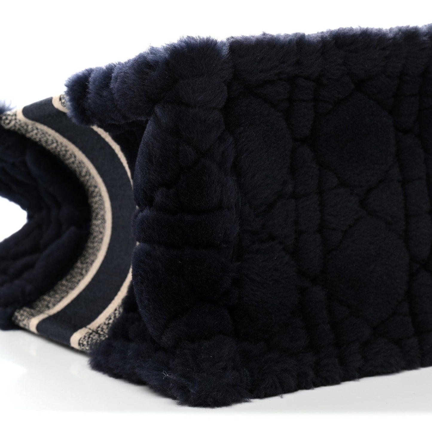 Shearling Cannage Medium Book Tote Deep Blue Natural