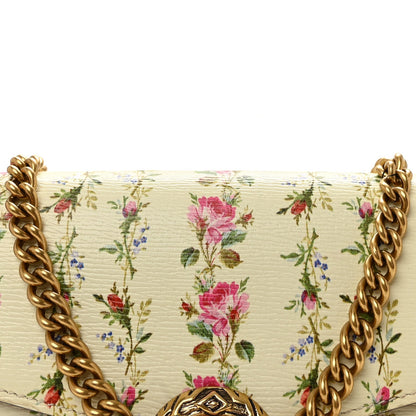 Calfskin Floral Print Mini Dionysus Chain Wallet Ivory Pink