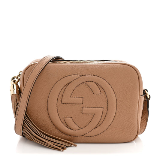 Pebbled Calfskin Small Soho Disco Bag Camelia
