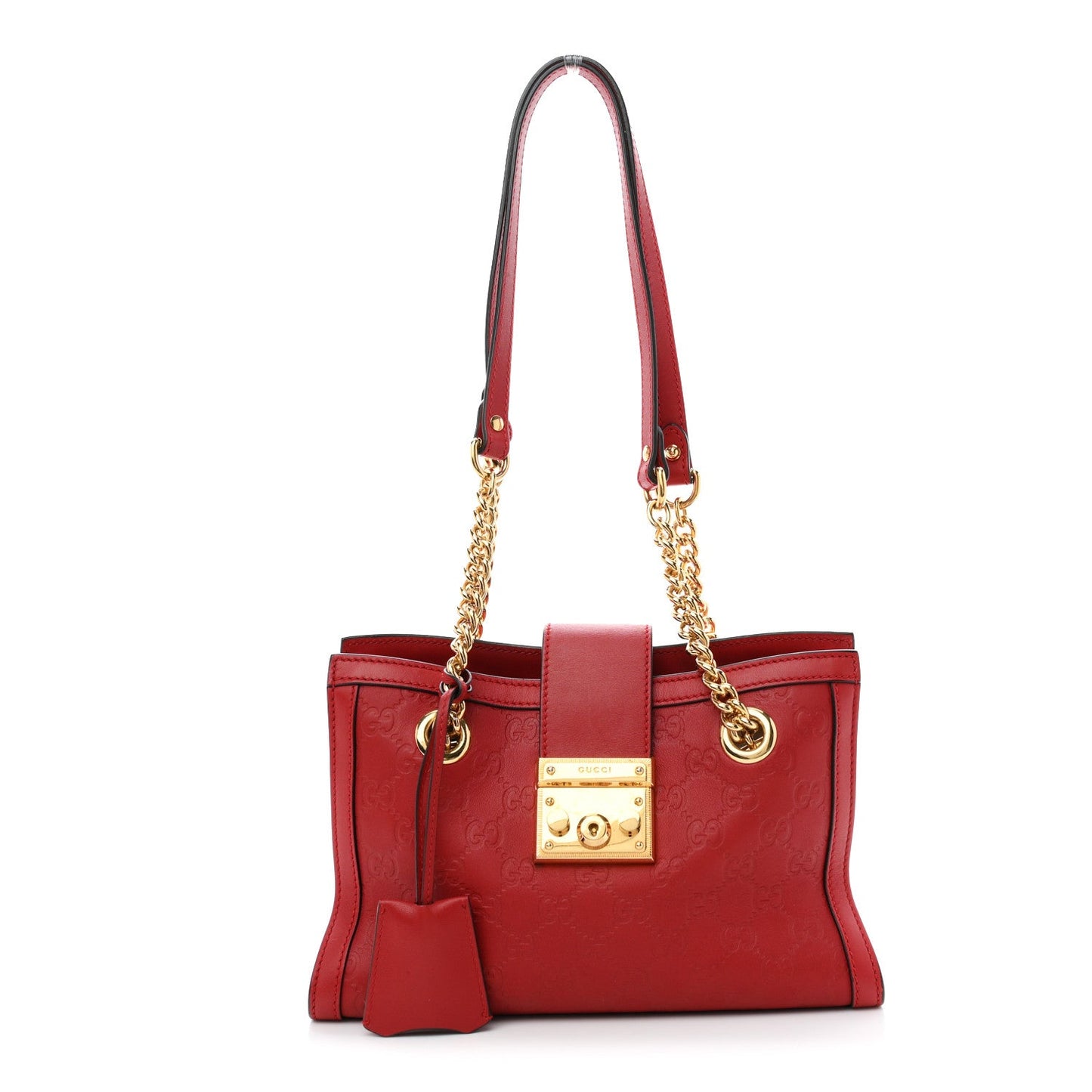 Guccissima Small Padlock Tote Red