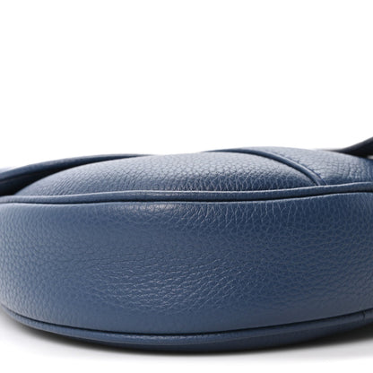 Grained Calfskin Mens Saddle Bag Navy Blue