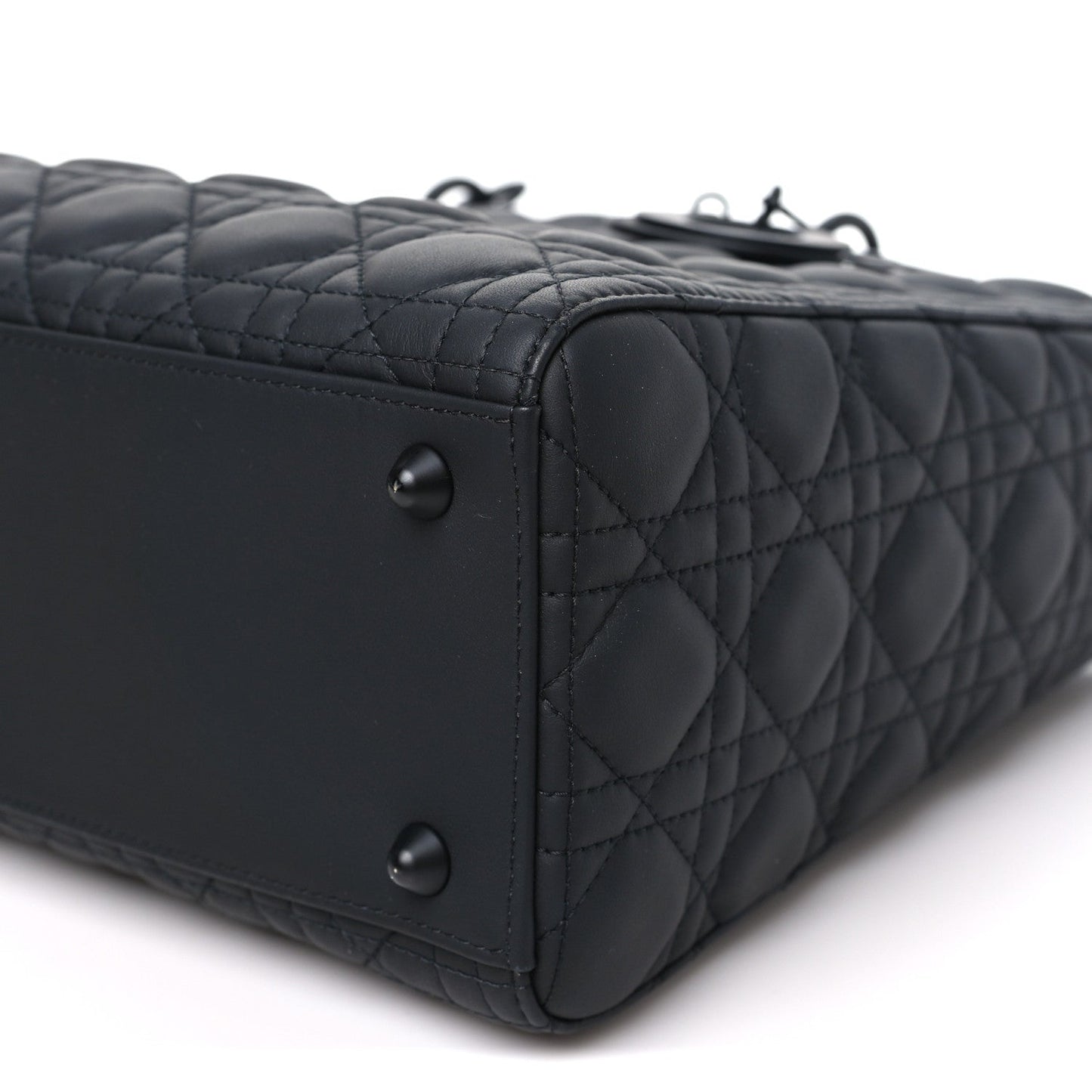 Ultra Matte Calfskin Cannage Large Lady Dior Black