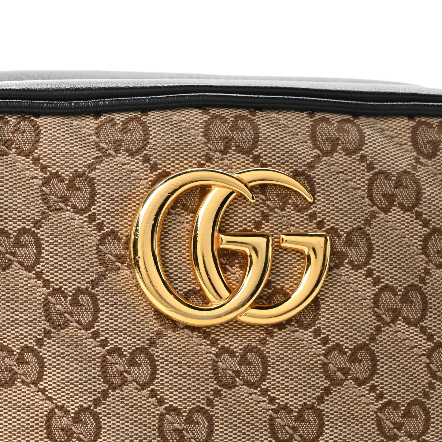 Monogram Matelasse Diagonal Small GG Marmont Chain Shoulder Bag Beige Black