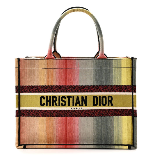 Canvas Embroidered Medium Dioraura Book Tote Multicolor