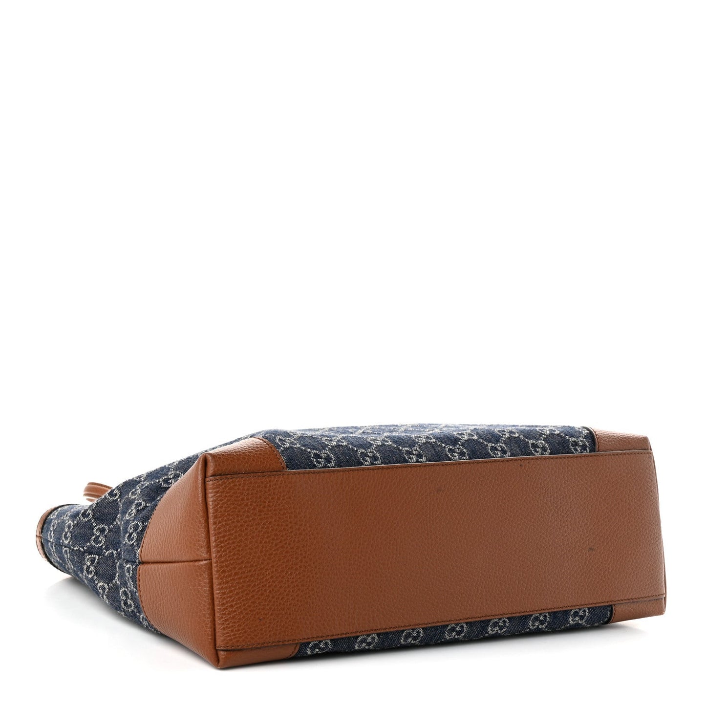 New Denim GG Monogram Medium Ophidia Shopping Tote Blue Tea Cuir