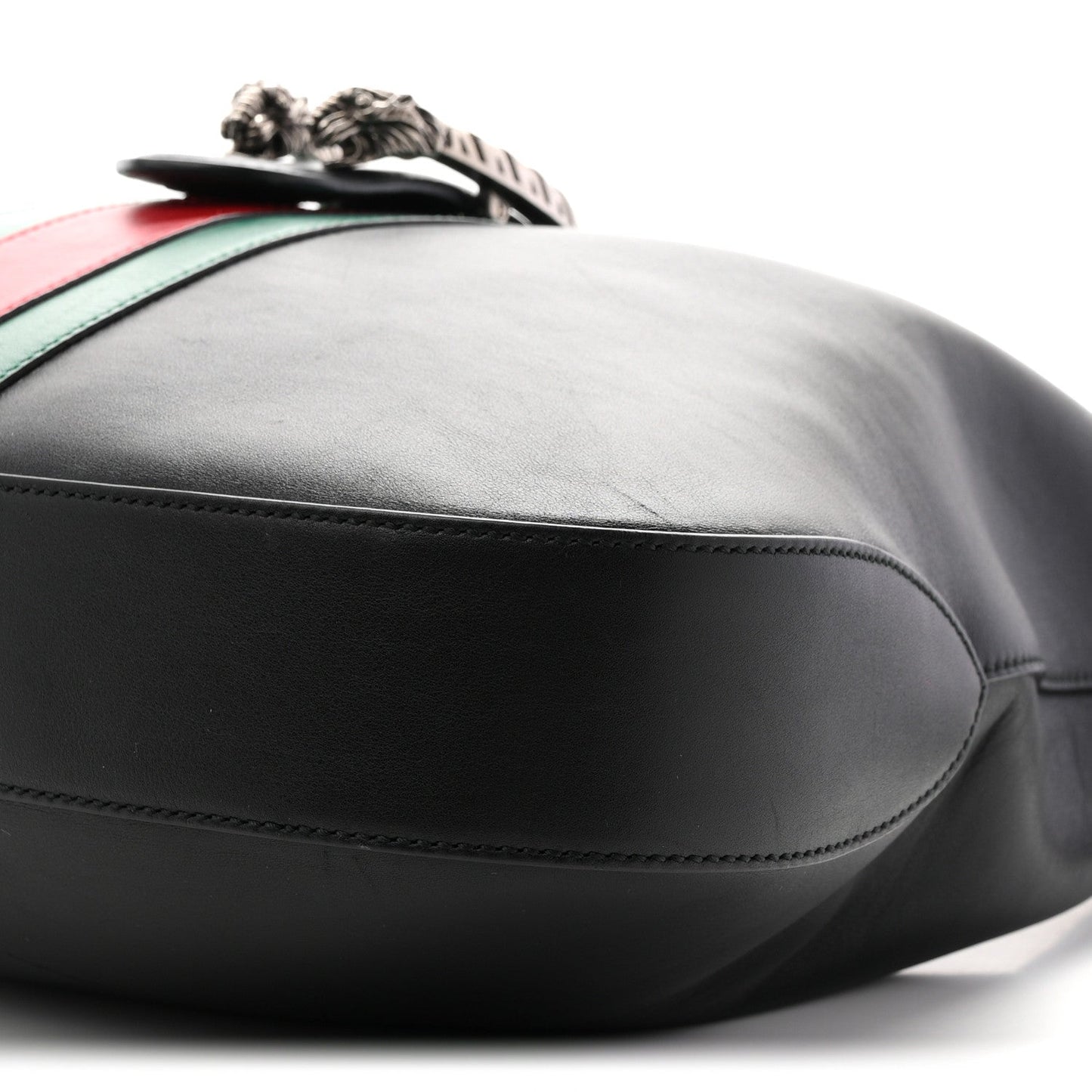 Calfskin Web Stripe Medium Dionysus Hobo Black