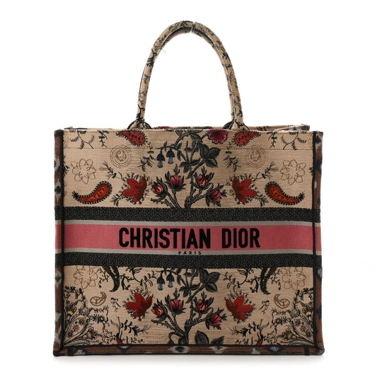Canvas Embroidered Large Broderie Dior Flowers Book Tote Multicolor