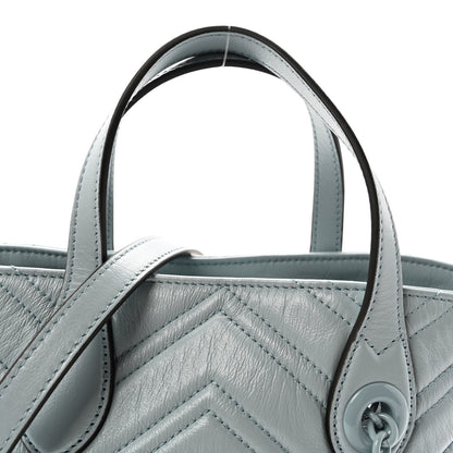 Nappa Chevron Matelasse Small GG Marmont Tote Bag Icy Blue