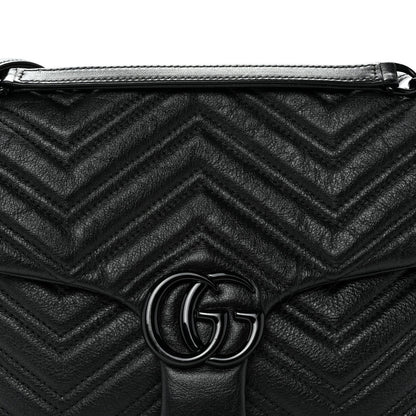 Soft Calfskin Matelasse Medium GG Marmont Shoulder Bag Black
