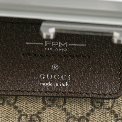 GG Supreme Monogram Aluminium Porter Medium Trolley Suitcase Silver