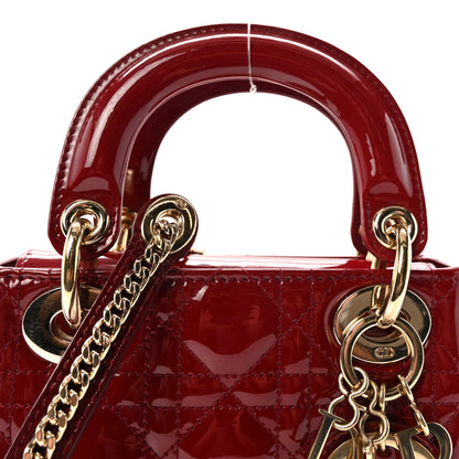 Patent Cannage Mini Lady Dior Red