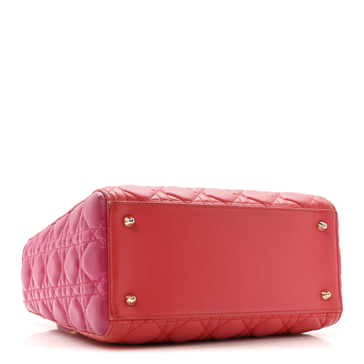 Lambskin Cannage Medium Bi-Color Lady Dior Orange Fuchsia