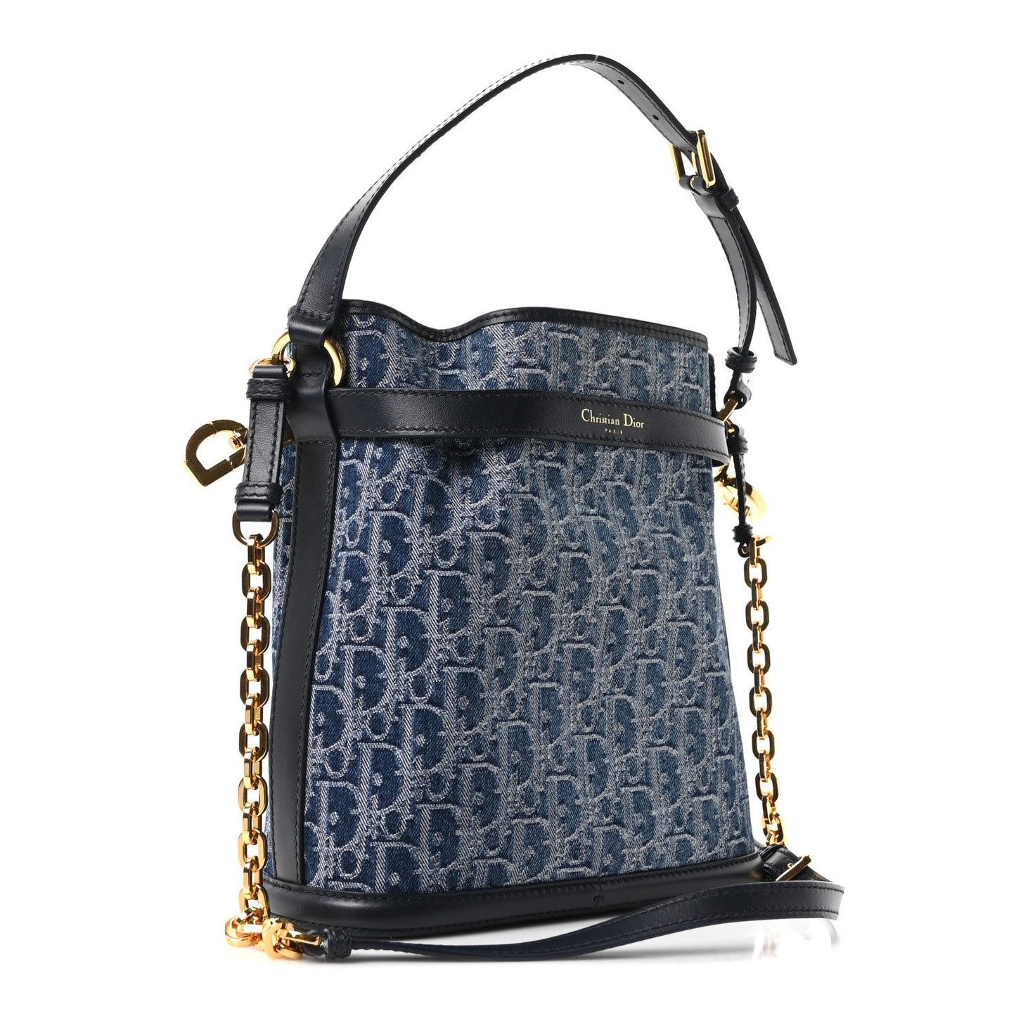 Denim Jacquard Oblique C'est Dior Bucket Bag Blue