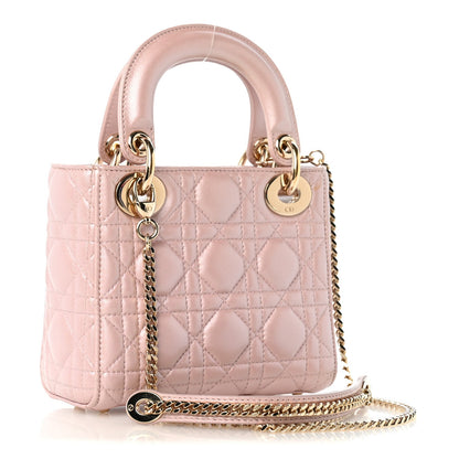 Metallic Lambskin Cannage Mini Lady Dior Lotus