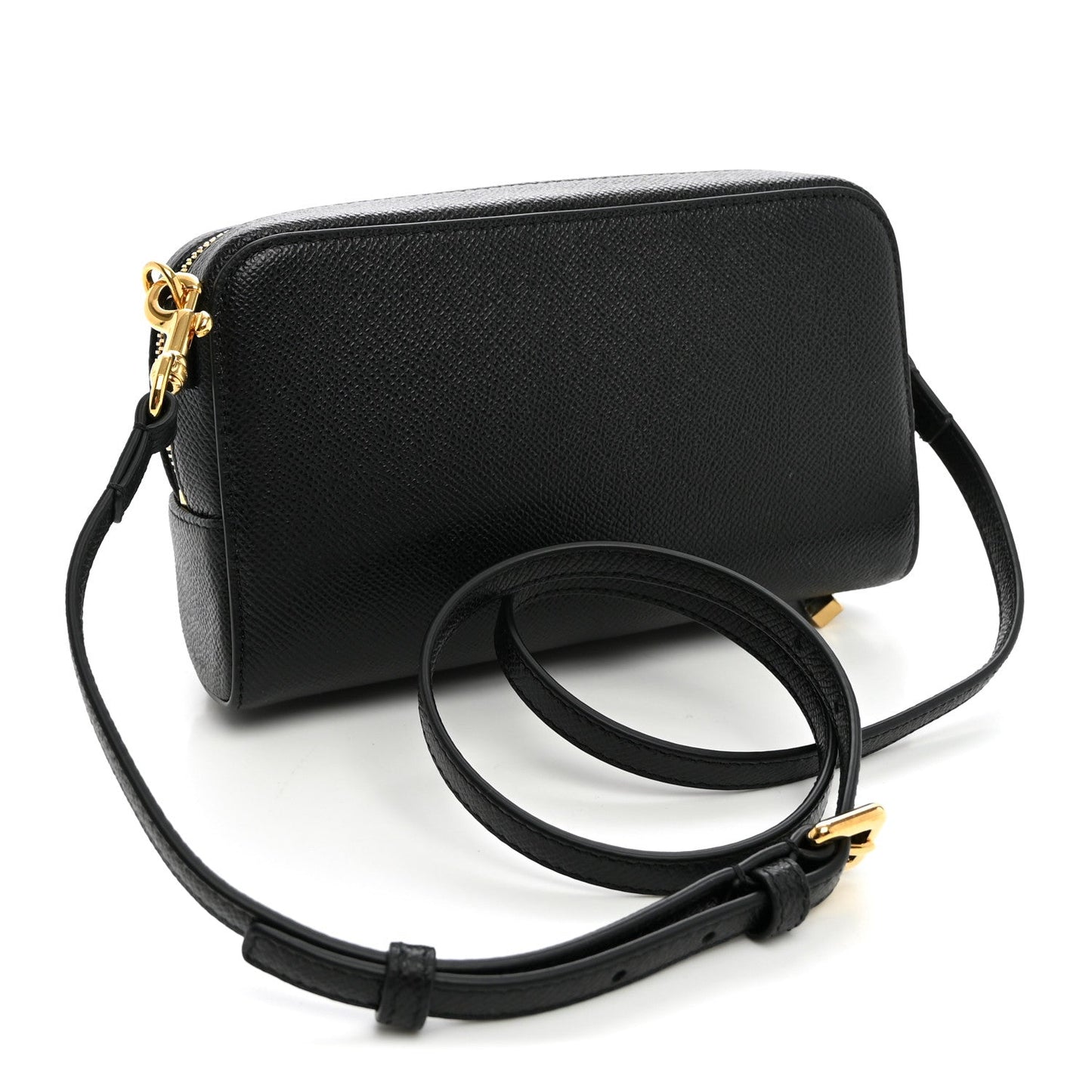 Grained Calfskin Caro Double Pouch Black
