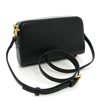 Grained Calfskin Caro Double Pouch Black