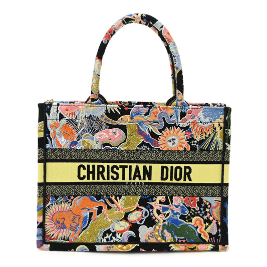 Canvas Zodiac Fantastico Embroidered Medium Book Tote Black Multicolor