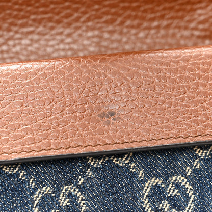 New Denim GG Monogram Dollar Calfskin Enamel Super Mini Dionysus Shoulder Bag Blue Tea Cuir Epilog Electric Blue