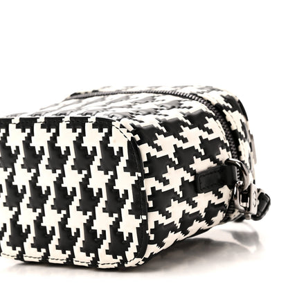 Calfskin Macro Houndstooth Embossed Micro Lady Dior Vanity Case Black White