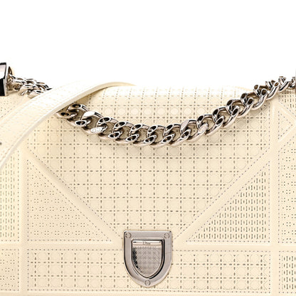 Patent Micro-Cannage Small Diorama Flap Bag White