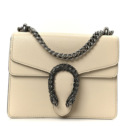 Textured Calfskin Crystal Mini Dionysus Shoulder Bag Mystic White