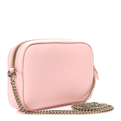 Dollar Calfskin Enamel Super Mini GG Marmont Chain Shoulder Bag Light Pink Blue