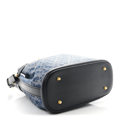 Denim Oblique Jacquard Medium C'est Chain Bucket Bag Denim Blue