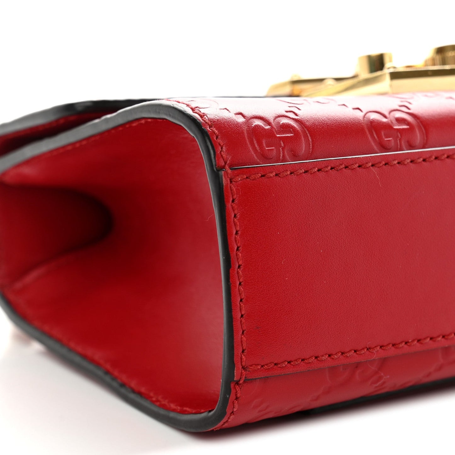 Guccissima Small Padlock Shoulder Bag Hibiscus Red