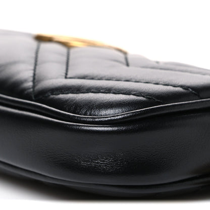 Calfskin Matelasse Mini GG Marmont Chain Crossbody Bag Black