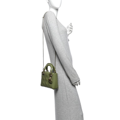 Patent Cannage Mini Lady Dior Dusty Green