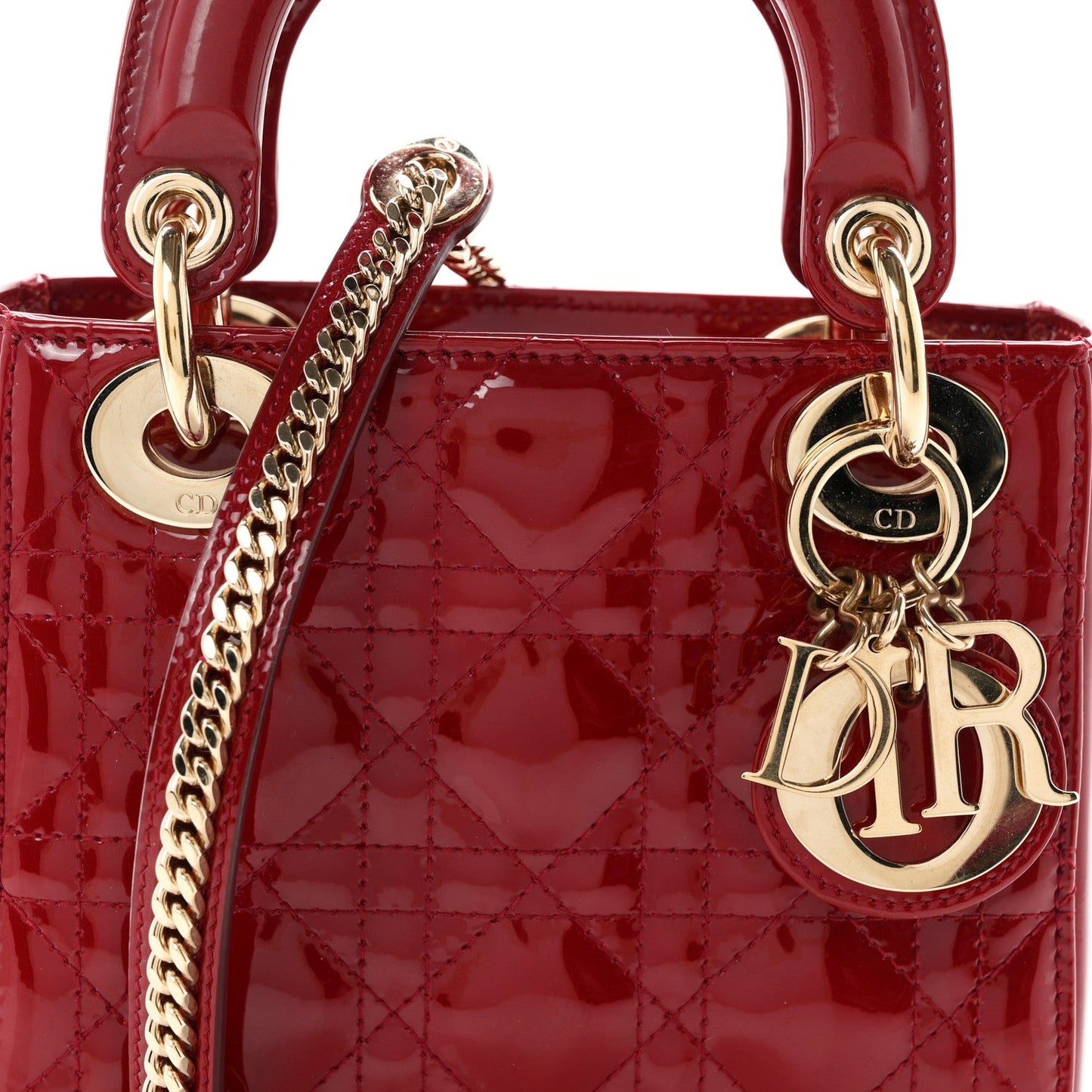 Patent Cannage Mini Lady Dior Red
