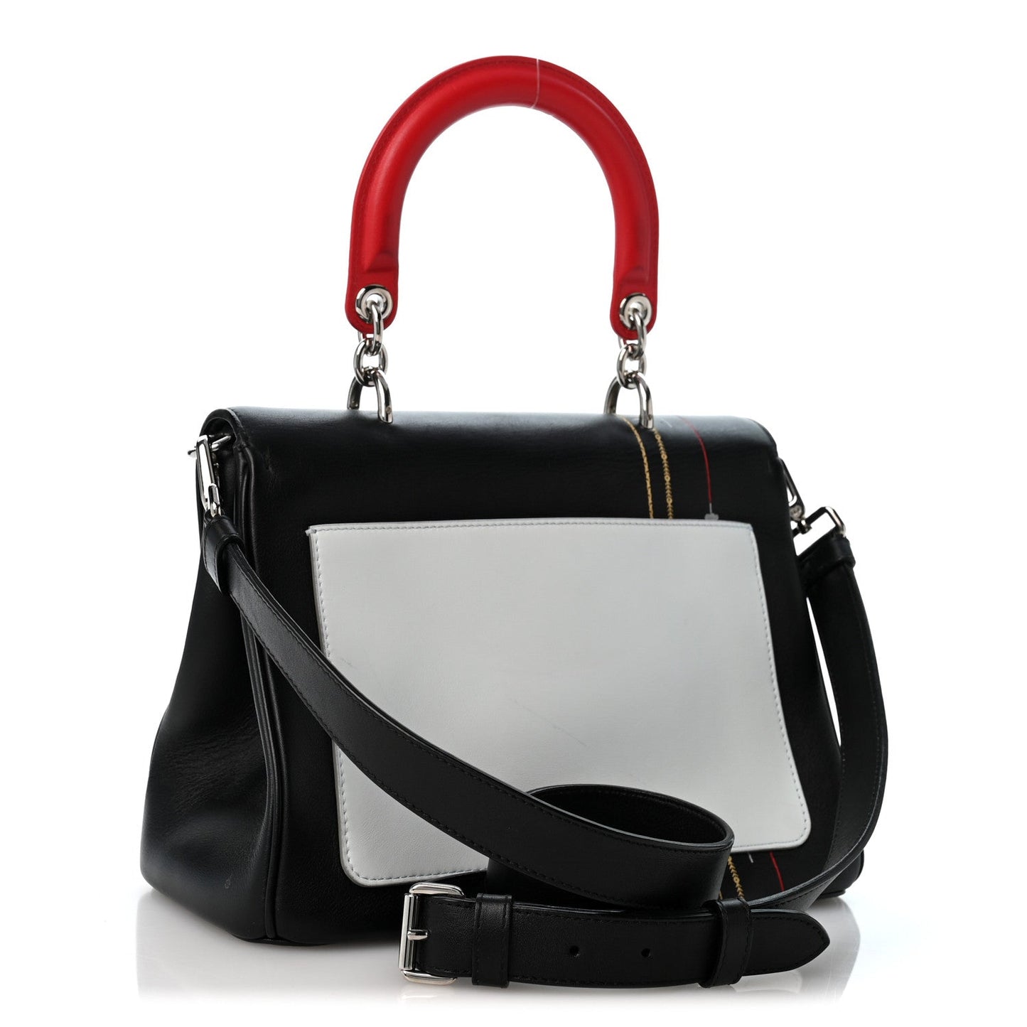 Smooth Calfskin Small Tri-Color Be Dior Flap Black Red Light Blue