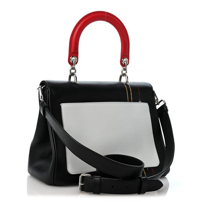 Smooth Calfskin Small Tri-Color Be Dior Flap Black Red Light Blue