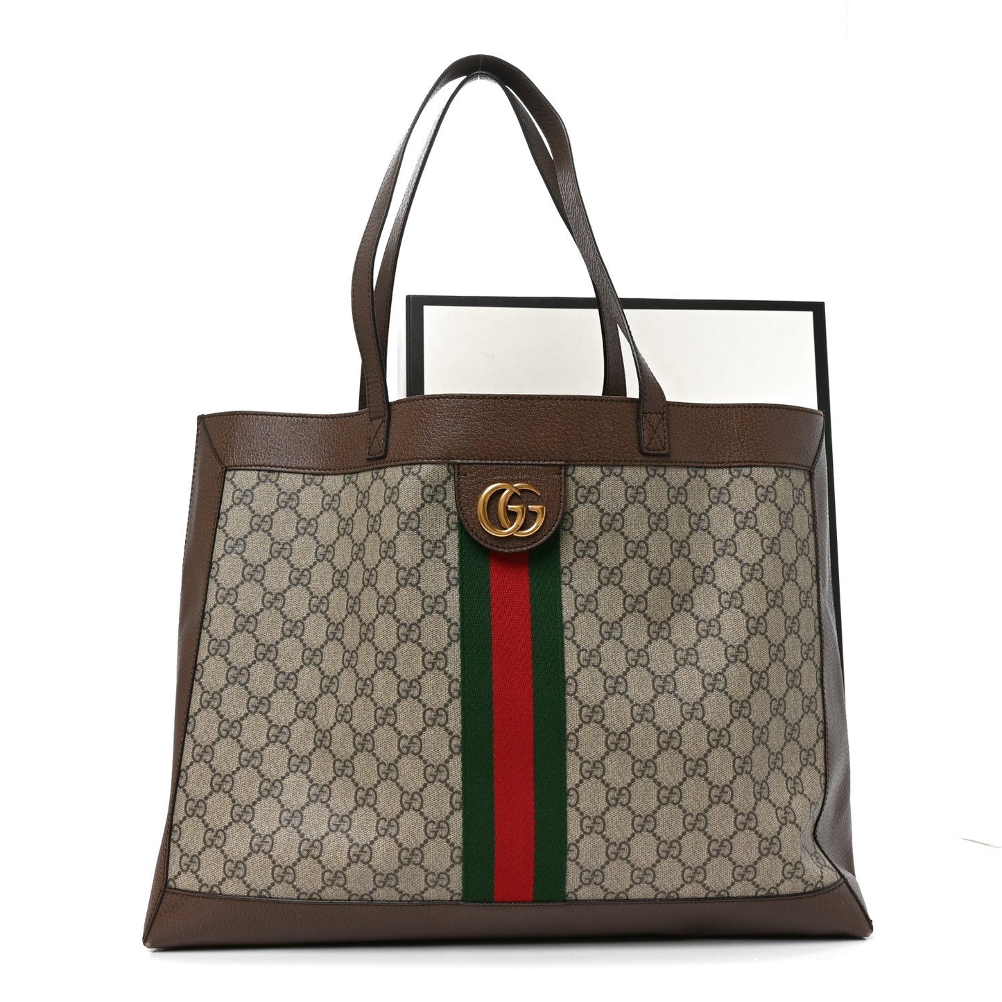 GG Supreme Monogram Web Ophidia Tote Brown