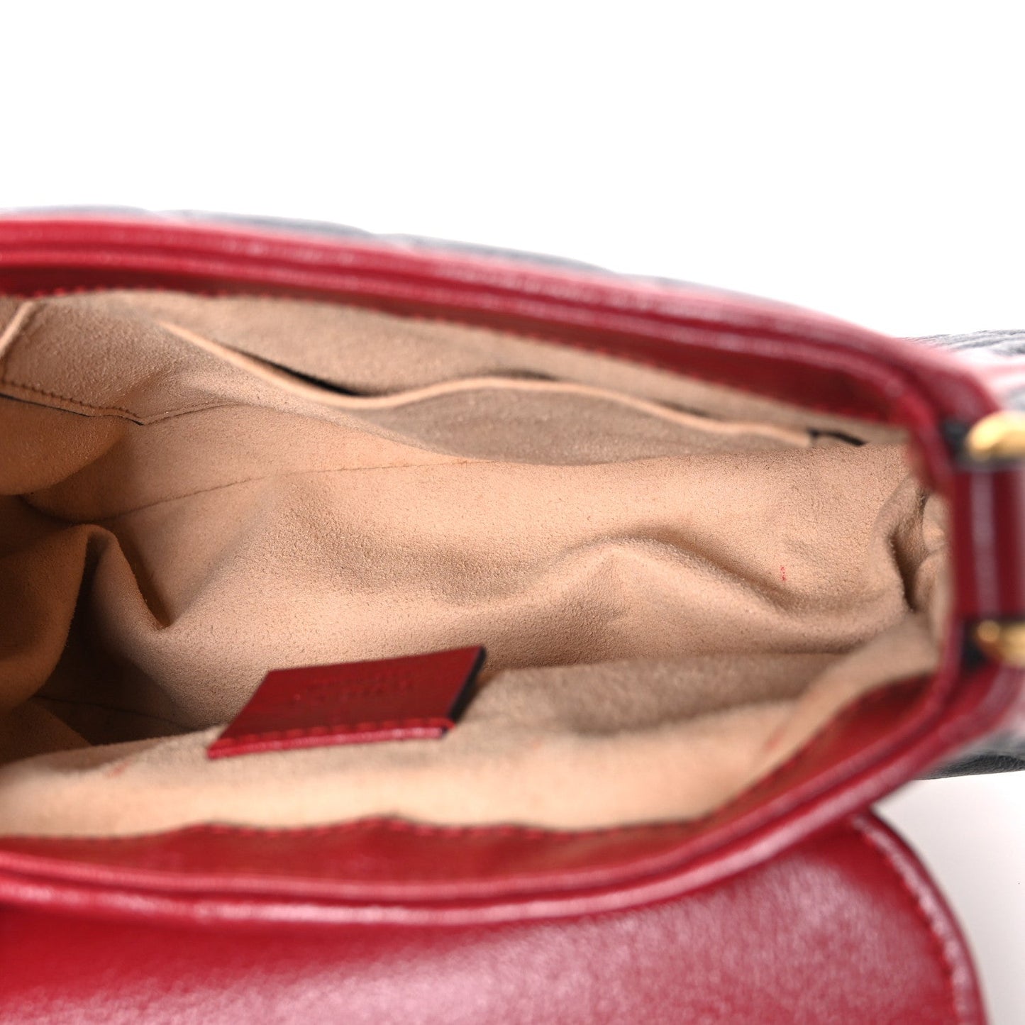 Vintage Effect Calfskin Matelasse Diagonal Mini Torchon GG Marmont Top Handle Shoulder Bag Black Romantic Cherry