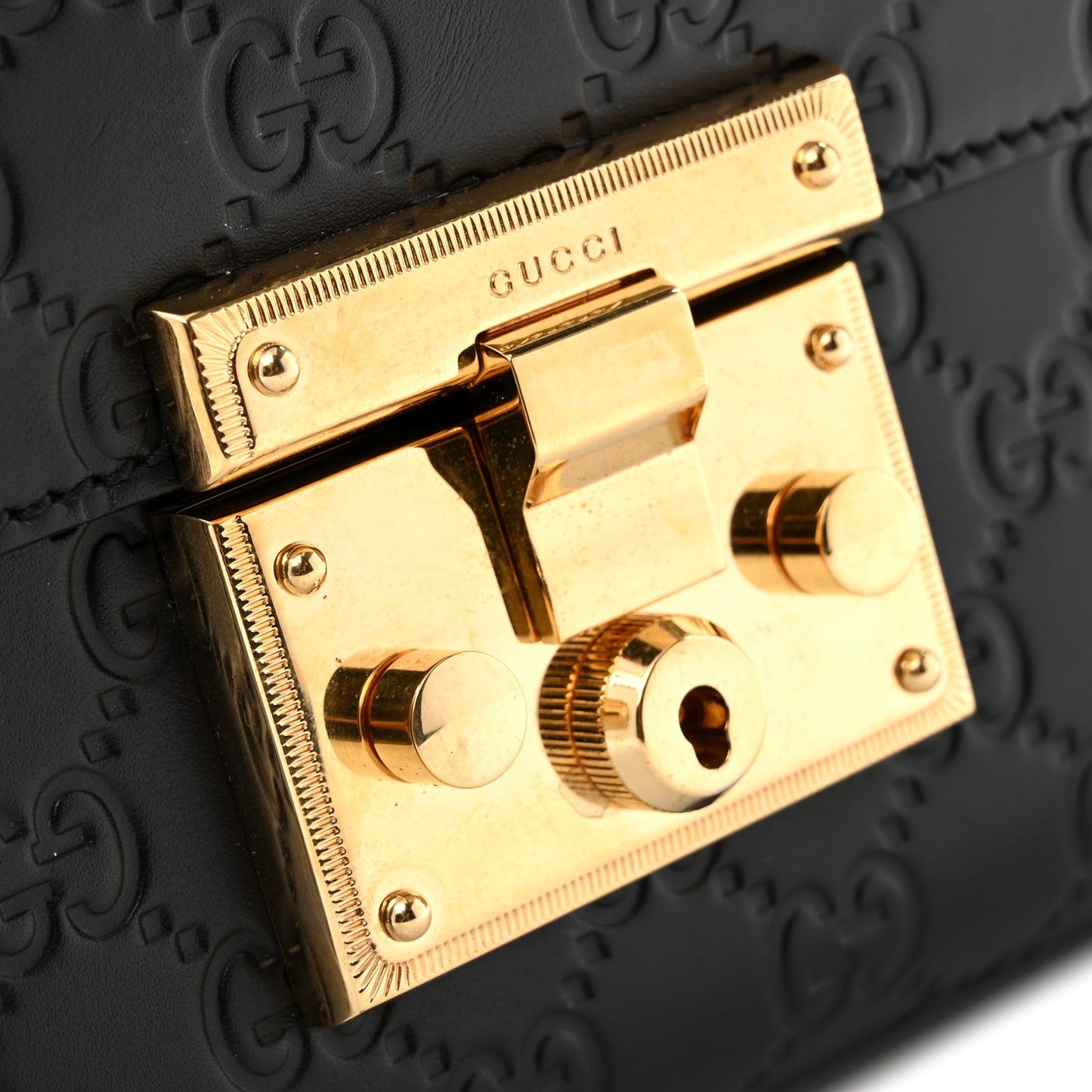 Guccissima Medium Padlock Shoulder Bag Black