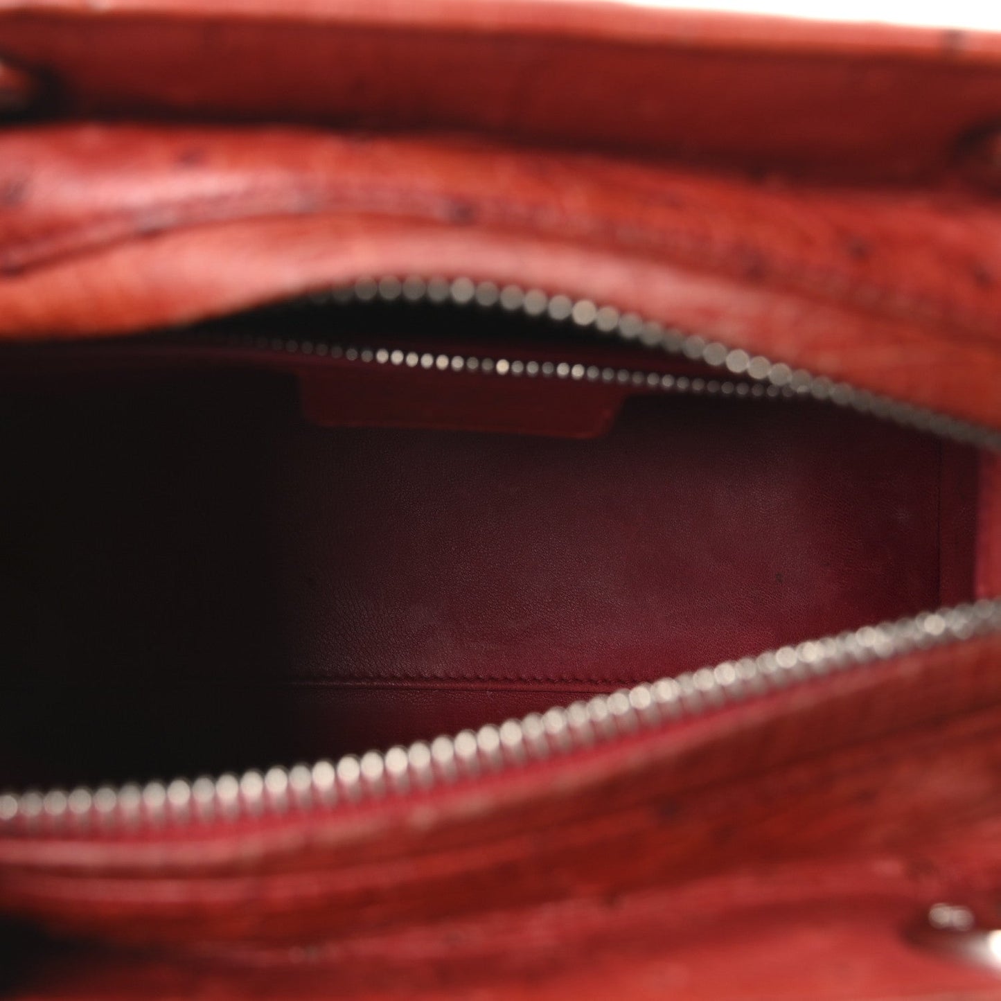 Ostrich Medium Lady Dior Red