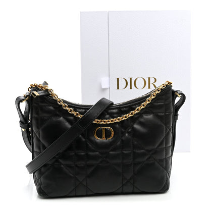 Calfskin Macrocannage Miss Caro Diorling Mini Bag with Chain Black