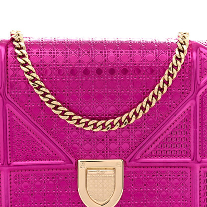Metallic Patent Micro-Cannage Diorama Wallet on Chain Pouch Pink
