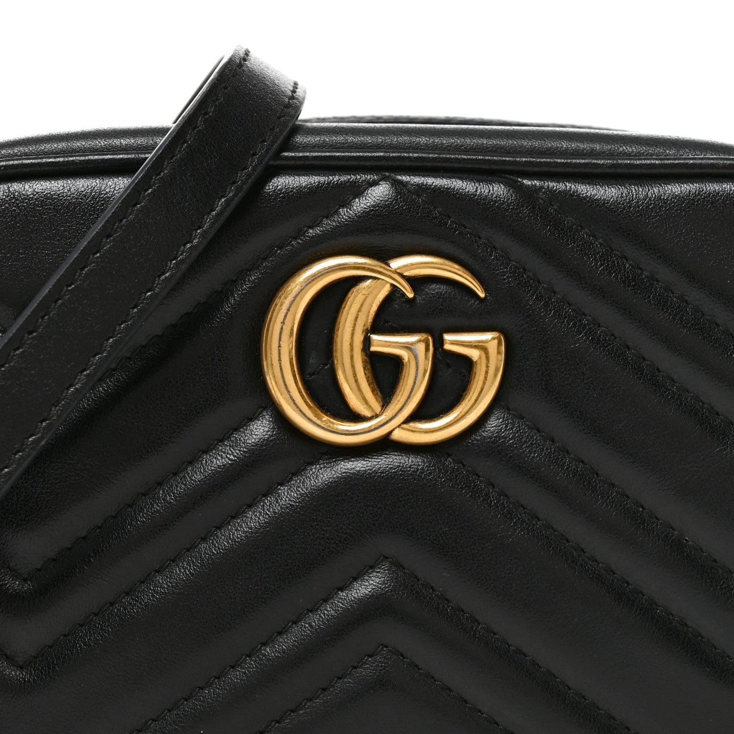 Calfskin Matelasse Small GG Marmont Chain Shoulder Bag Black
