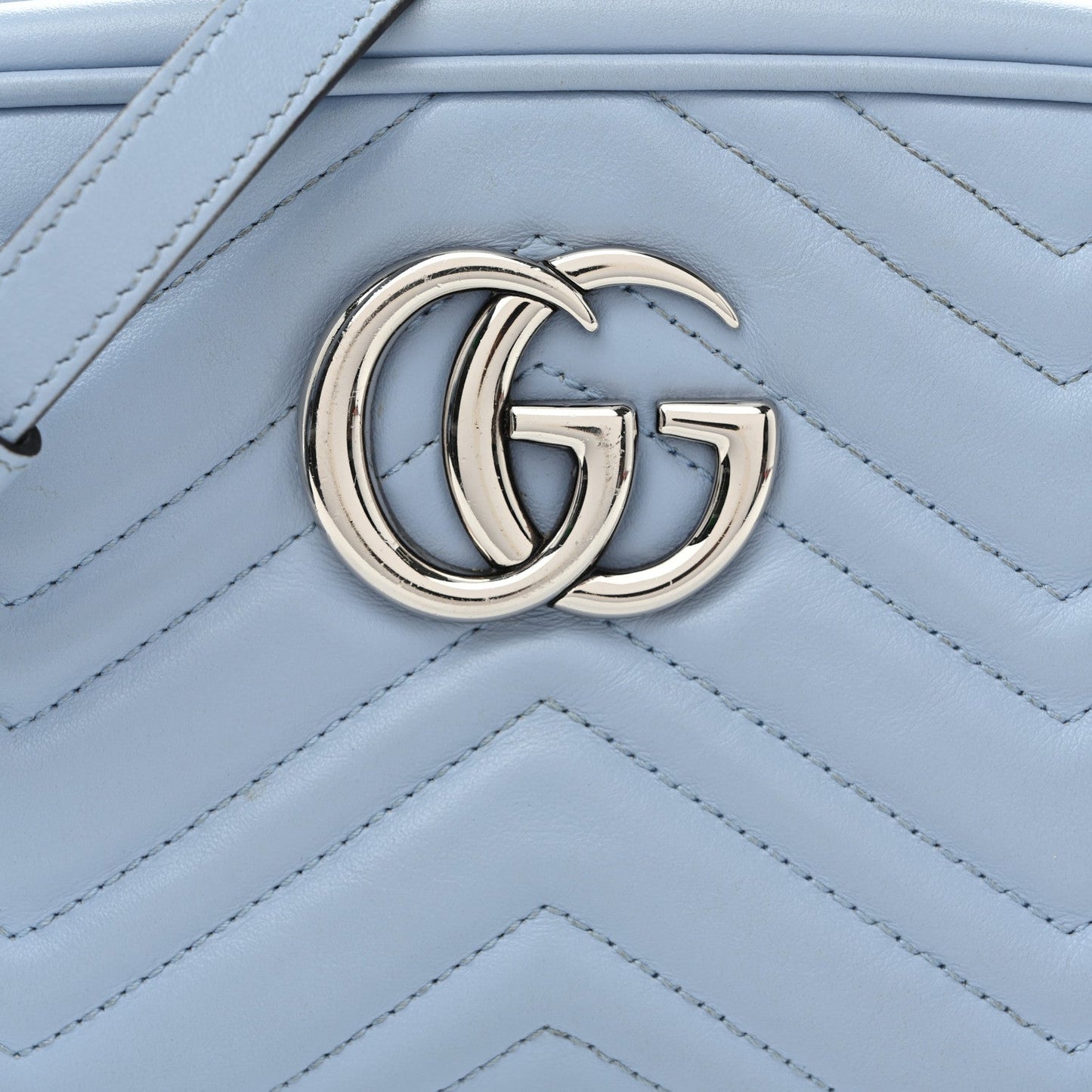 Calfskin Matelasse Small GG Marmont Chain Shoulder Bag Porcelain Light Blue