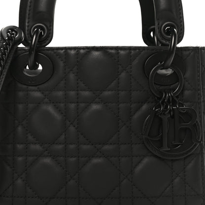 Ultra Matte Calfskin Cannage Mini Lady Dior Black