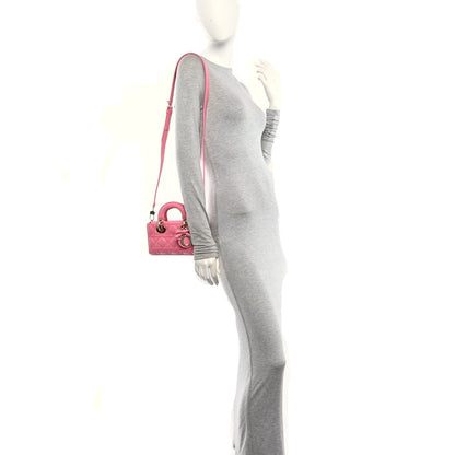 Lambskin Cannage Mini Lady D-Joy Fraise