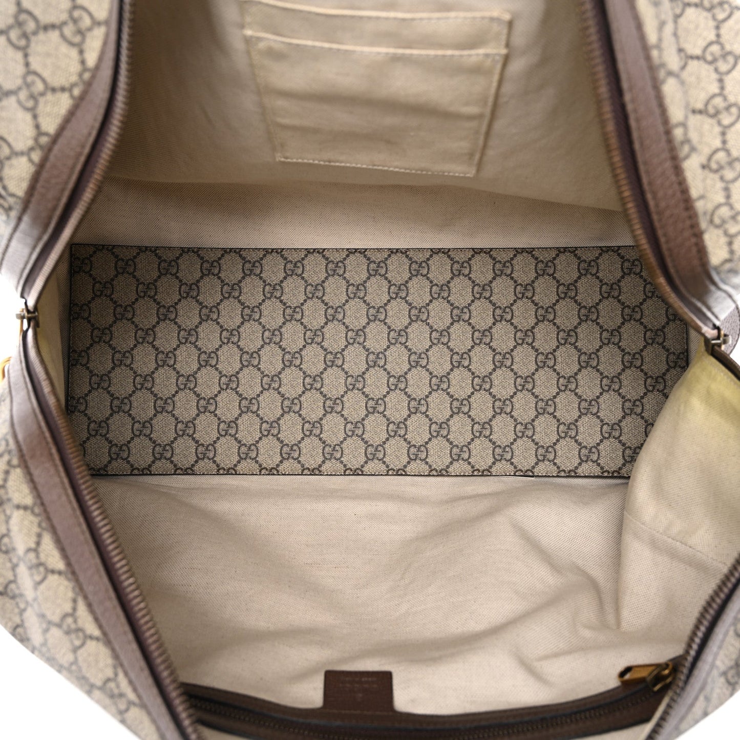 GG Supreme Monogram Textured Dollar Calfskin Web Medium Ophidia Carry-On Duffle Bag Beige Ebony New Acero