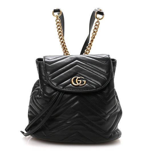 Calfskin Matelasse GG Marmont Flap Backpack Black